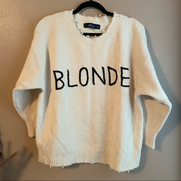 Zara Knit Oversized Blonde Sweater 